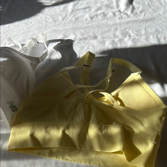 New Balance Yellow and White Sports Bra Set.  Of 2 - Picture 4 of 7